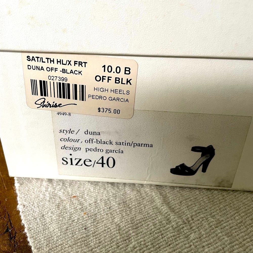 PEDRO GARCIA Black Satin & Leather Platform Ankle Strap Sandals Heels 40 10 NIB - Picture 5 of 6